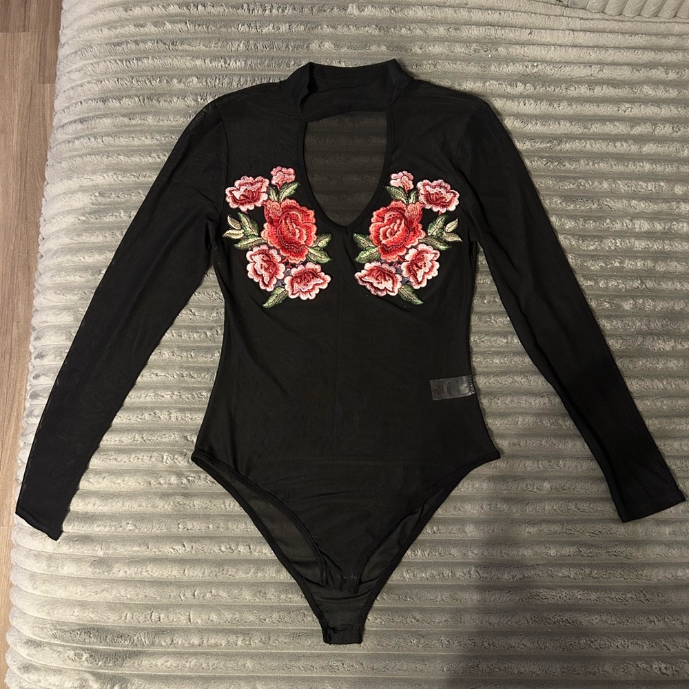 Love Culture Black Mesh Bodysuit